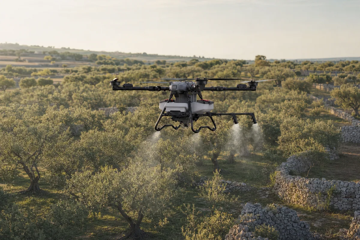 AerialClick Agri100 — drone for spraying, spreading and lifting: Extensive olive groves in Puglia